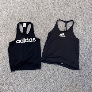 TWO black adidas tank tops